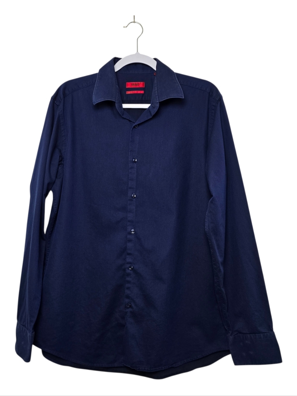Hugo Boss Men’s Navy Dress Shirt Long Sleeve Button Down Neck 16 Business Casual